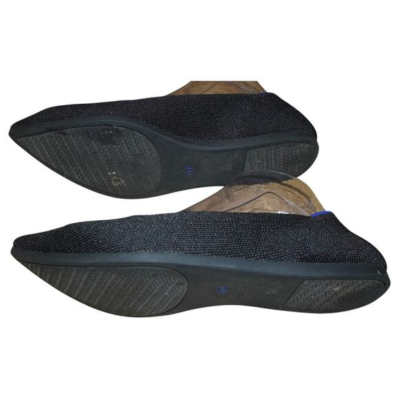 Rothy’s The Point Black Knit Flats Women’s Size 7.5 Blue Trim Sustainable - Picture 3 of 10